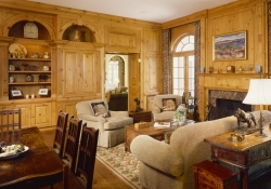 Knotty Pine paneled family room with traditional detailing Hedrich Blessing Photography