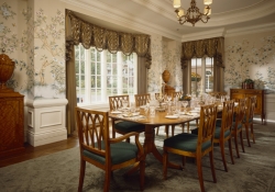 Formal dining room with racetrack ceiling Hedrich Blessing Photography